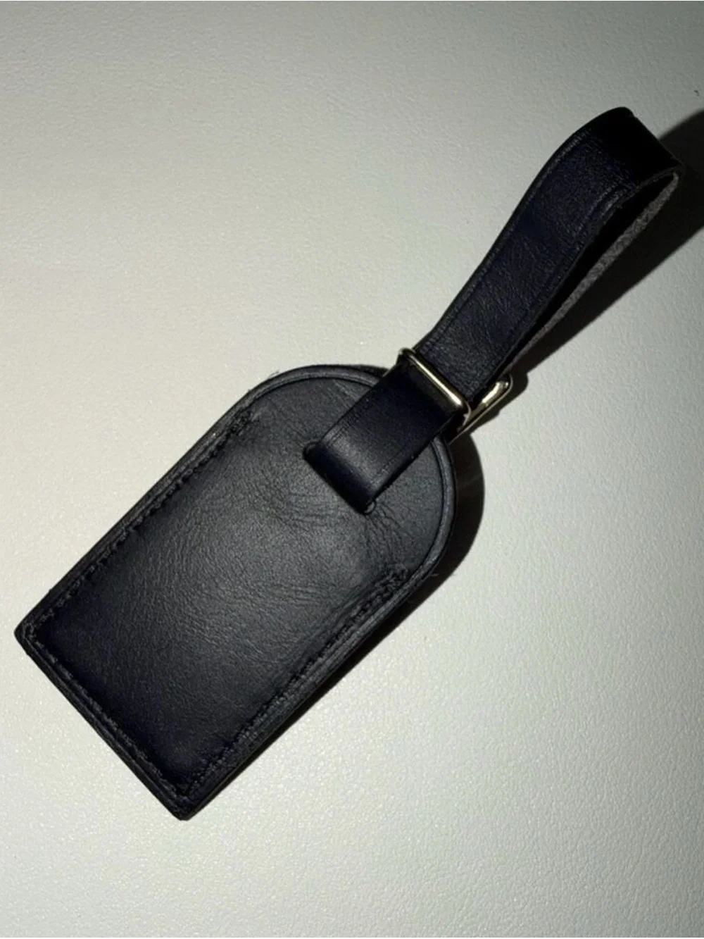 Louis Vuitton Black Leather Luggage Tag w/ YS Embossed Initials Small